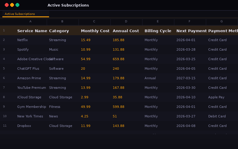Subscription & Bill Tracker preview